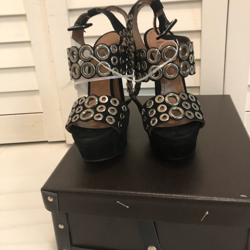 new shoes Alaïa black suede platform sandal heels - Picture 3 of 5